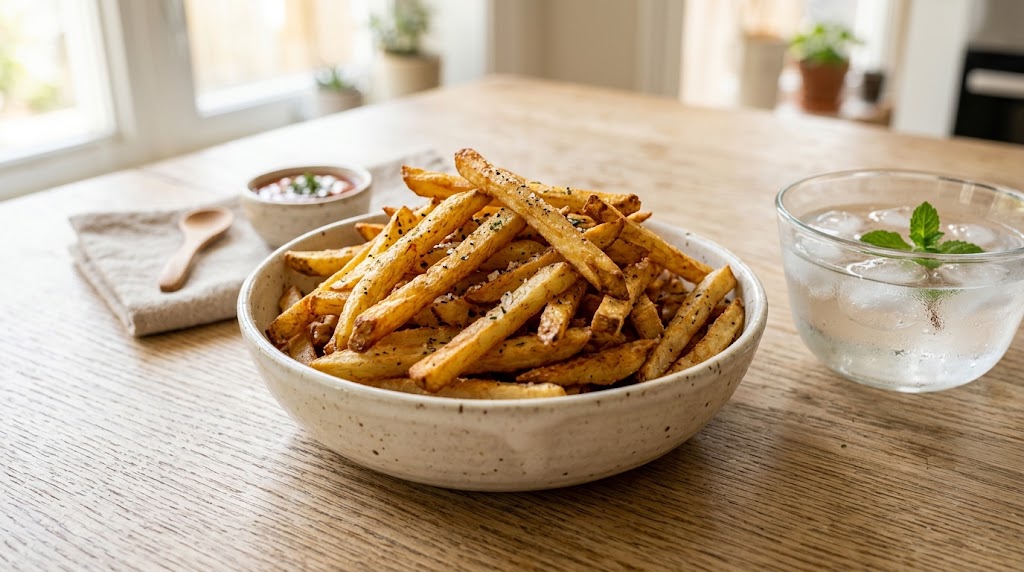 Batata frita crocante na airfryer sem usar óleo o truque da água com gelo