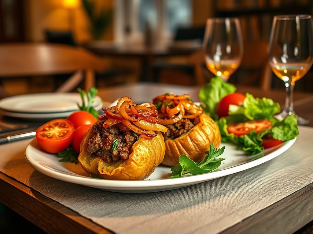 Batata Suíça com Carne na Brasa