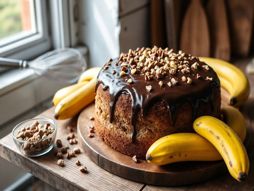Bolo de Banana com Chocolate e Castanhas Delícia