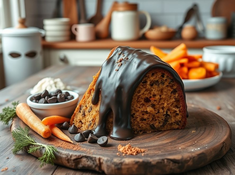 Bolo de Cenoura com Cobertura de Chocolate Meio Amargo Delicioso