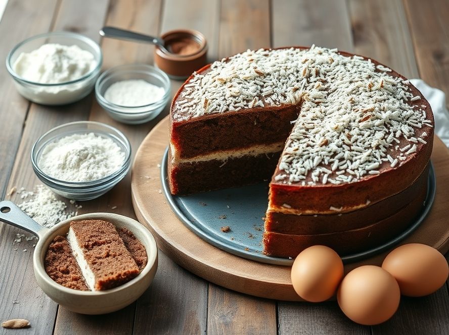 Bolo de Coco com Farinha de Amêndoas e Cacau Low Carb