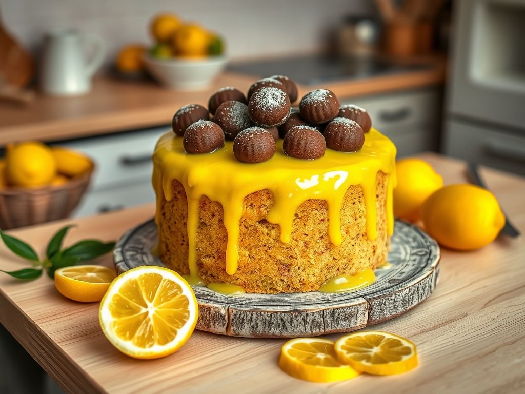 Bolo de Limão com Brigadeiro da Páscoa