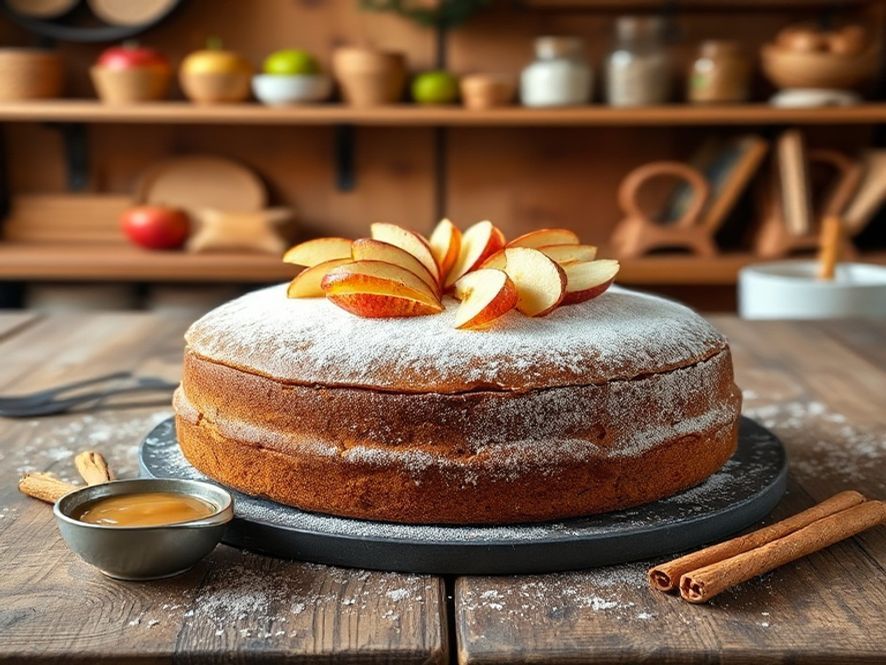 Bolo de Maçã com Canela e Recheio de Doce de Leite Vegano