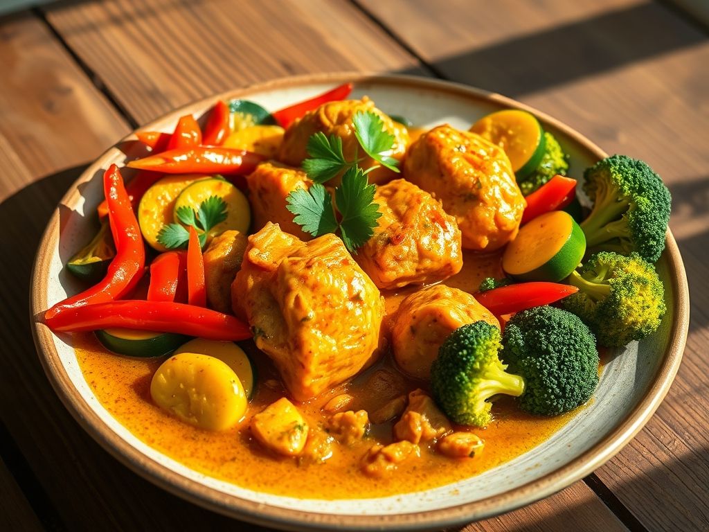 Frango com Curry Low Carb à Brasileira