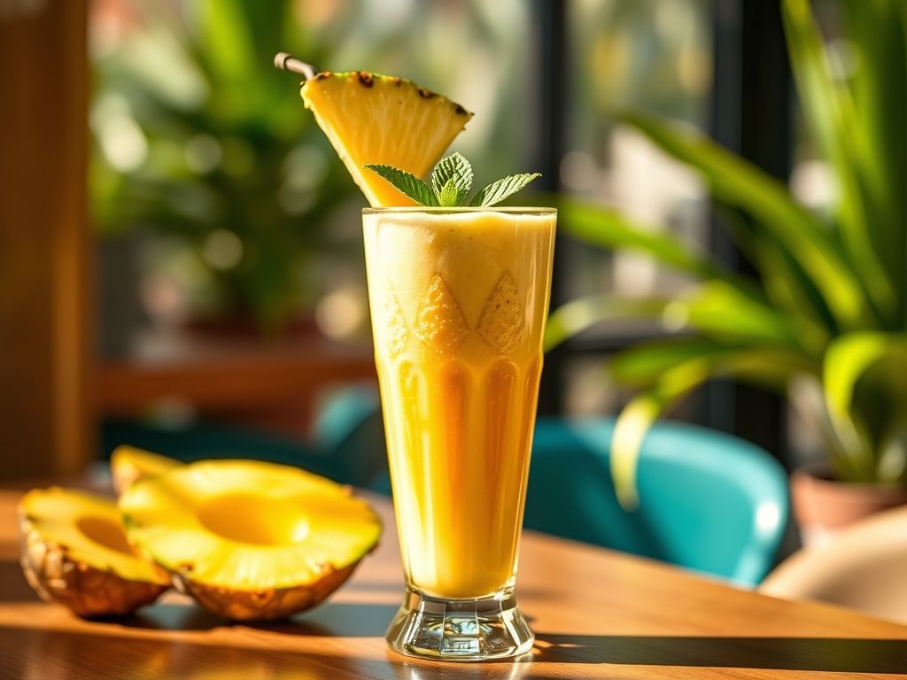 Milk-shake proteico detox de frutas tropicais