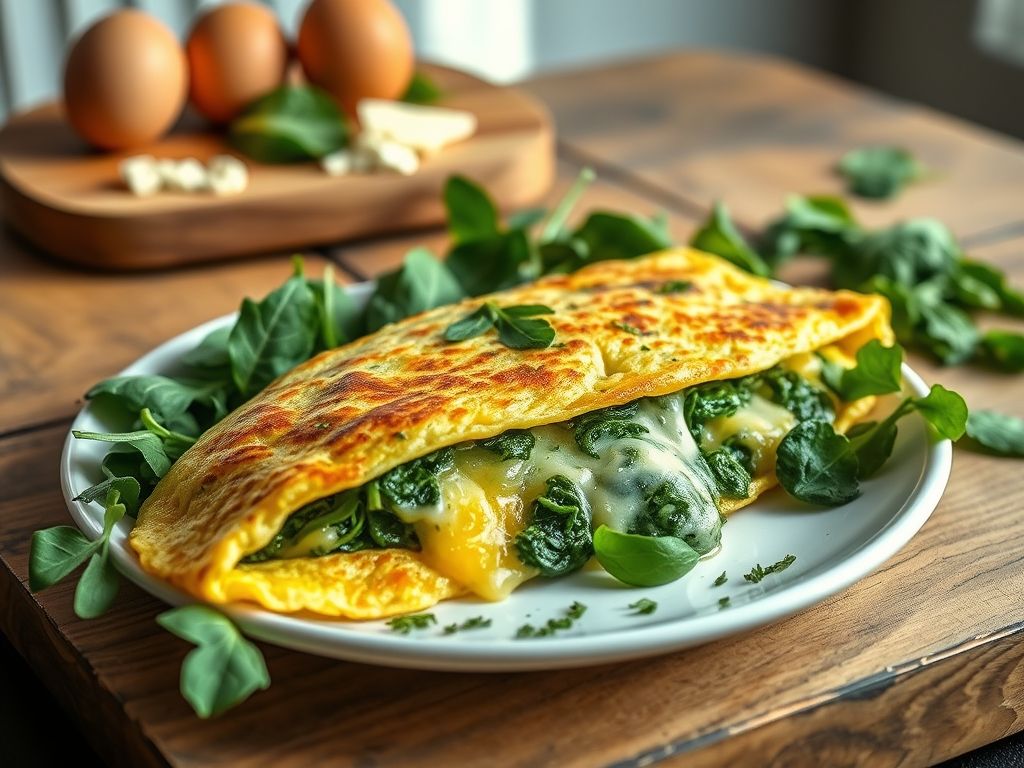 Omelete de Espinafre e Queijo Low Carb Deliciosa