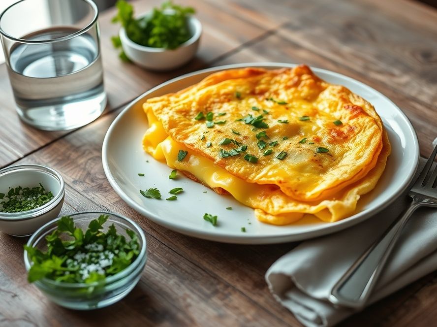 Omelete de Queijo com Ervas Finas Low Carb