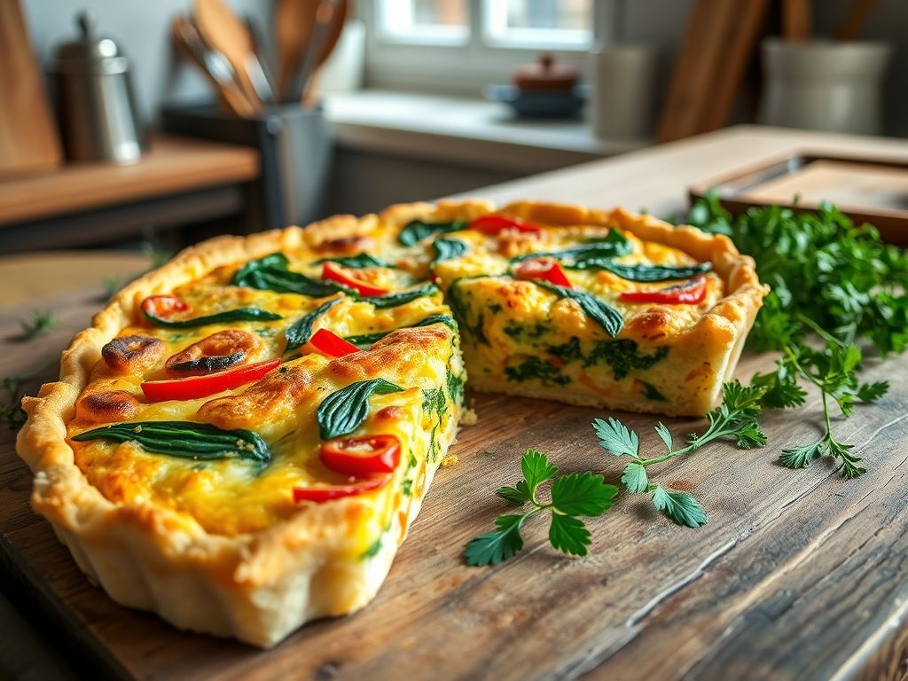 Quiche de Legumes Low Carb com Crosta de Couve-Flor