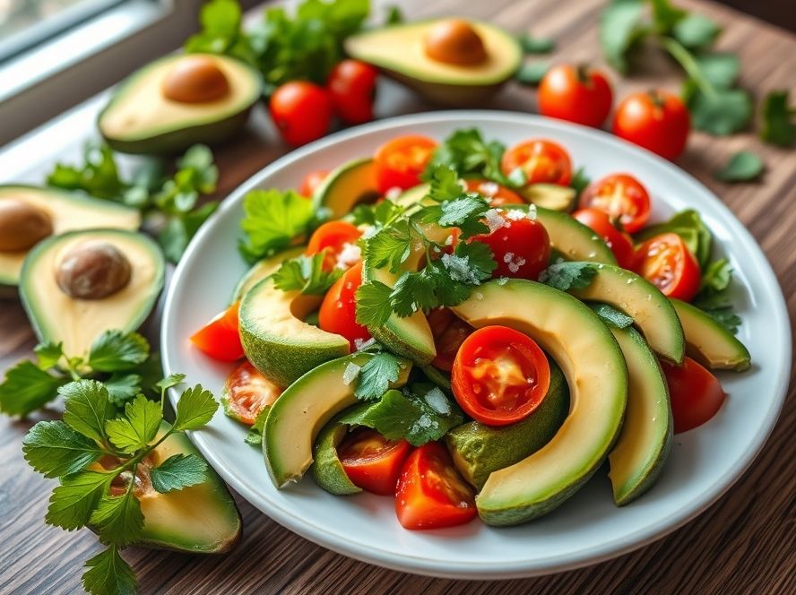 Salada de Abacate Tropical com Tomate e Coentro
