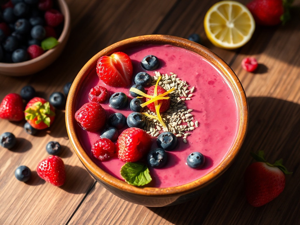 Smoothie Low Carb de Frutas Vermelhas com Toque de Limão