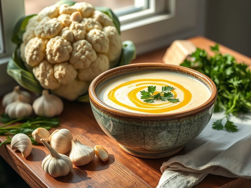 Sopa de Couve-Flor com Queijo e Creme Low Carb
