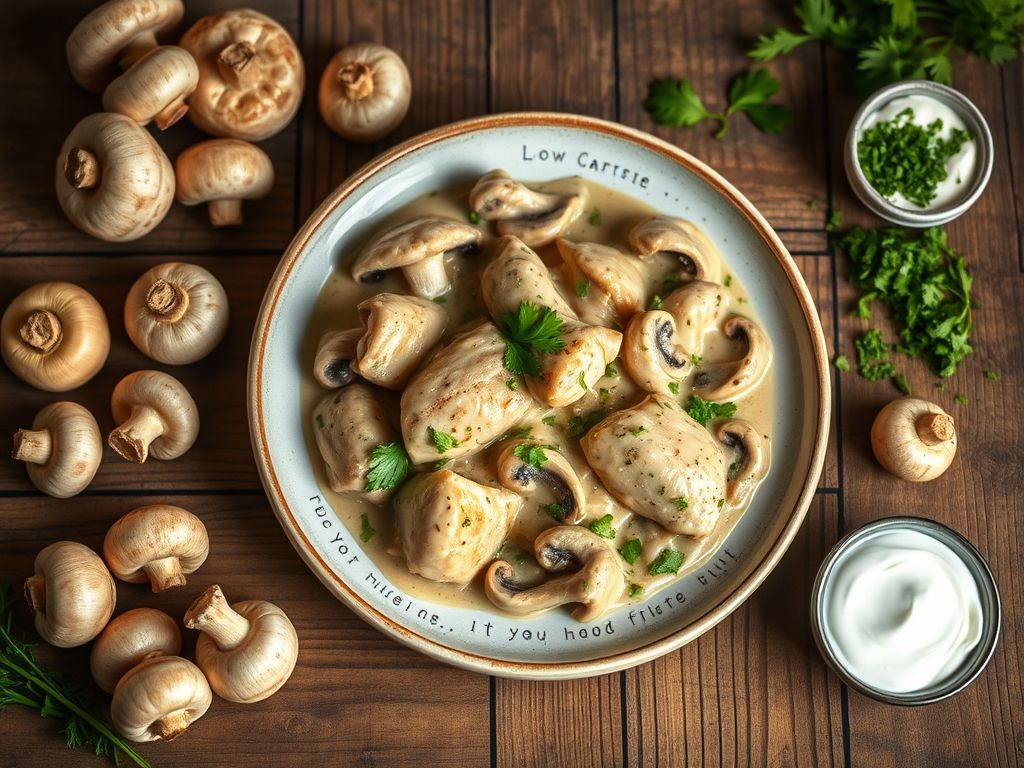 Strogonoff de Frango Low Carb com Cogumelos e Creme de Leite